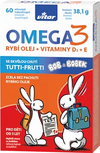 Vitar Kids Omega 3 + vitaminy D3 + E 60 žvýkacích kapslí